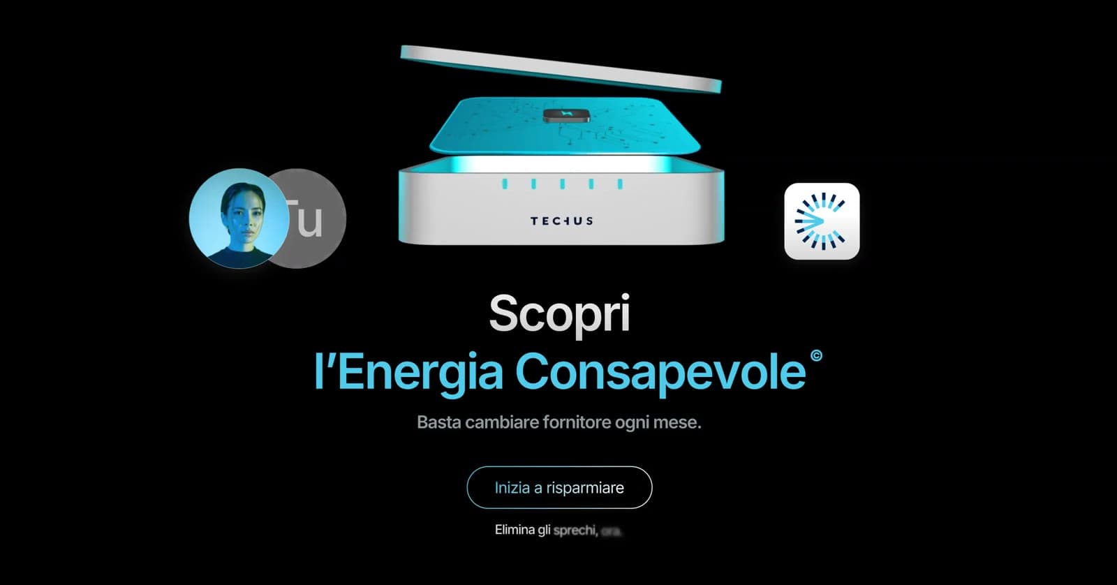 Enermed website with a 3D smart meter and interactive sections on energy services